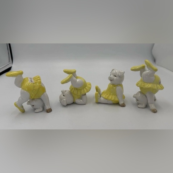 Fitz and Floyd Other - FITZ AND FLOYD TUMBLING BALLERINA PIGS VINTAGE 1979 Lot Of 4 Hand Painted